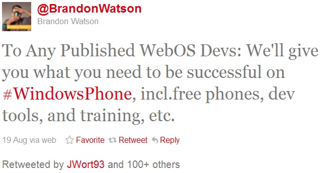 Brandon Watson Tweet