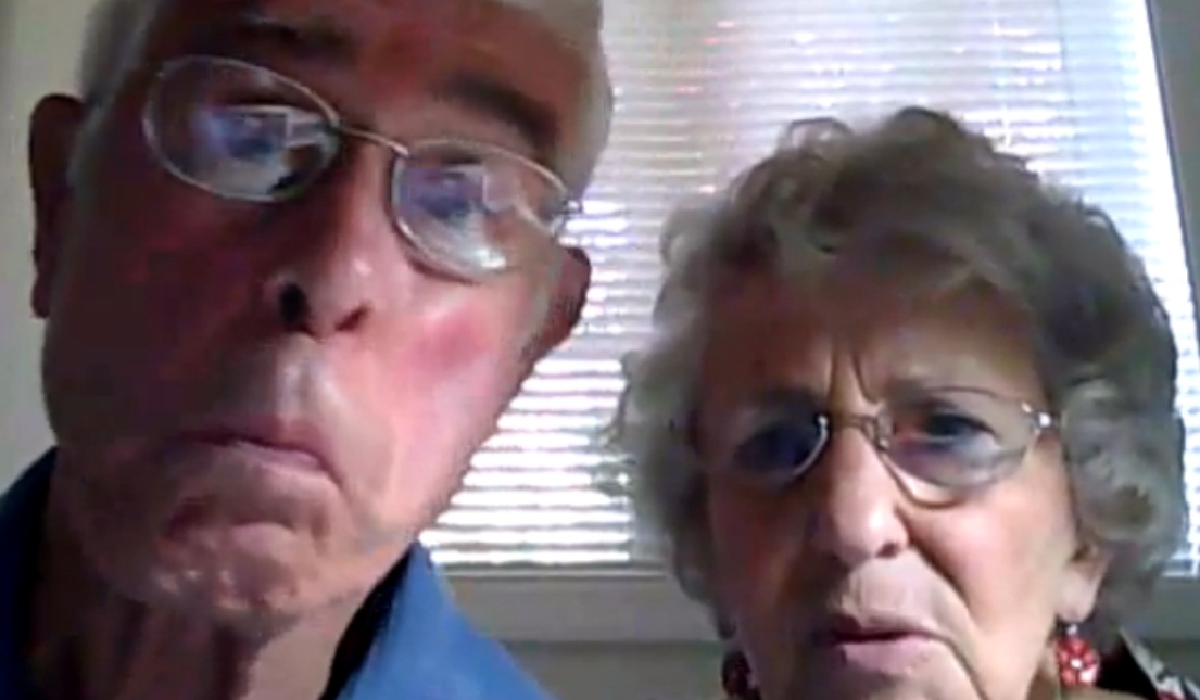 Cute old couple learning to use a webcam show technology has no age restrictions