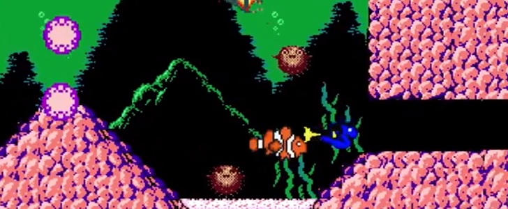 Finding Nemo retold as an 8-bit video game